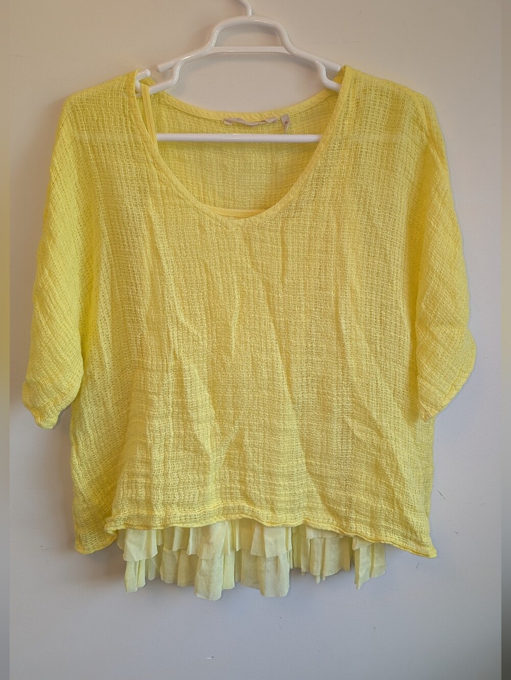 Linen Soft Surroundings Yellow Layered Scoop-Neck Tunic Top Two-piece Set